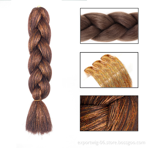 Jumbo Shiny Braiding Hair with Tinsel Attachment 100g Crochet  Braids Hair 24 inch Synthetic Hair Extensions